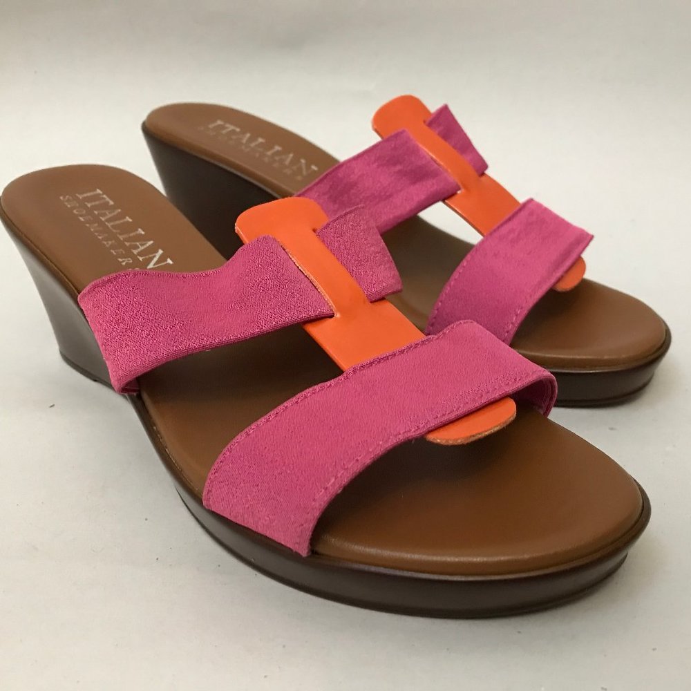 Hot Pink Wedge Sandal Italian Shoemakers 8.5